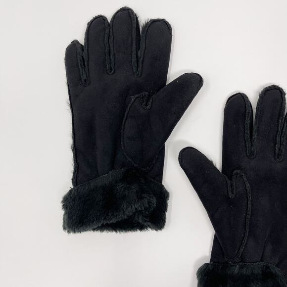 Fownes Faux Fur Faux Suede Leather Gloves Black OS - Picture 5 of 11